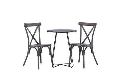 Spisebordsstol 2-pak Mørkegrå + Cafebord 60 Sort