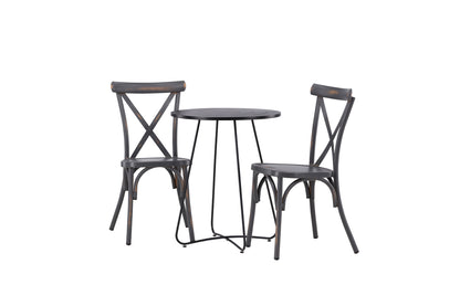 Spisebordsstol 2-pak Mørkegrå + Cafebord 60 Sort