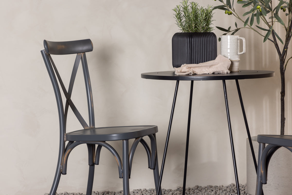 Spisebordsstol 2-pak Mørkegrå + Cafebord 60 Sort