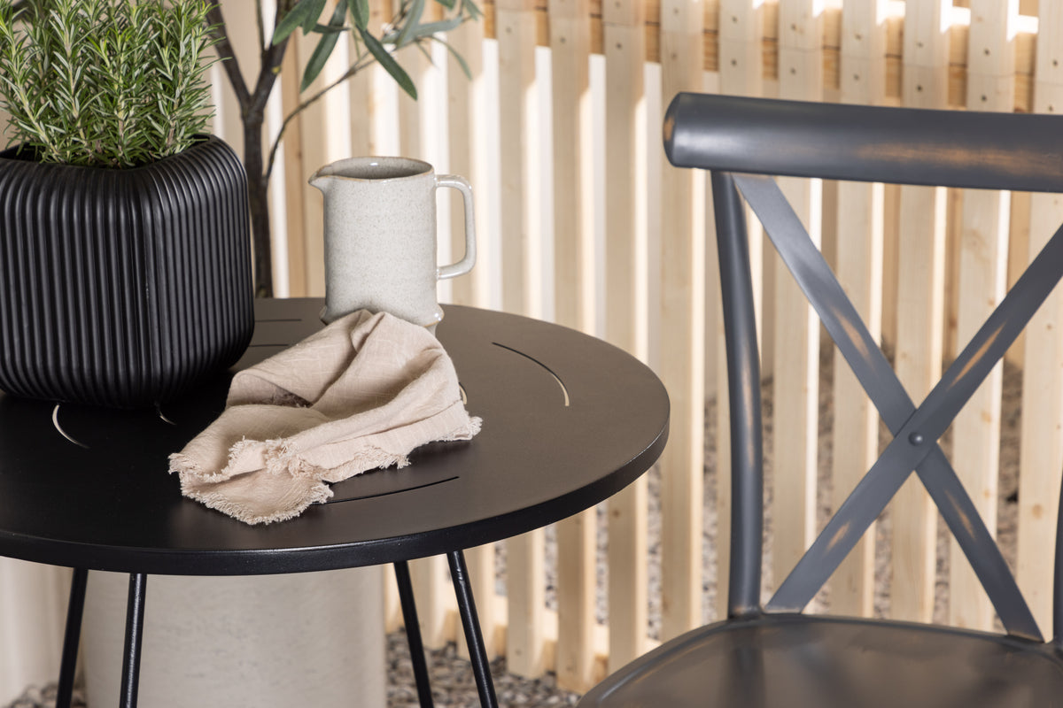 Spisebordsstol 2-pak Mørkegrå + Cafebord 60 Sort