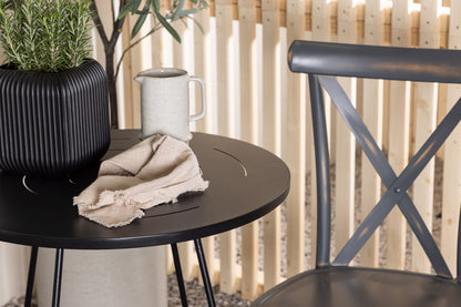 Spisebordsstol 2-pak Mørkegrå + Cafebord 60 Sort