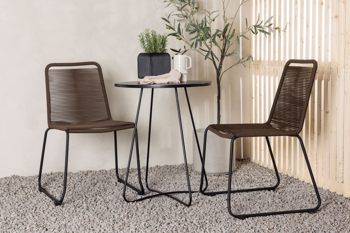 Spisebordsstol 2-pak Brun/Sort + Cafebord 60 Sort