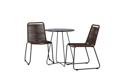 Spisebordsstol 2-pak Brun/Sort + Cafebord 60 Sort