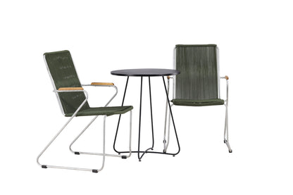 Cafébord 60 Sort + Spisebordsstol 2-pak Grøn