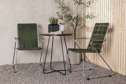 Cafébord 60 Sort + Spisebordsstol 2-pak Grøn