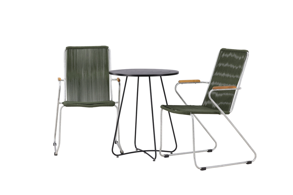 Cafébord 60 Sort + Spisebordsstol 2-pak Grøn