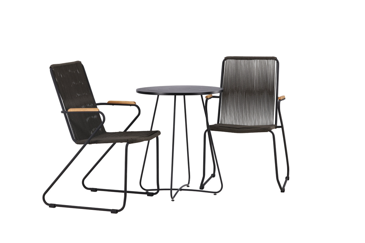 Bacong & Bois Cafebord ⌀60 Sort + Spisestole 2-pak Mørkegrå