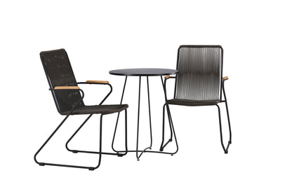 Bacong & Bois Cafebord ⌀60 Sort + Spisestole 2-pak Mørkegrå
