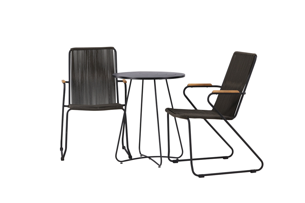 Bacong & Bois Cafebord ⌀60 Sort + Spisestole 2-pak Mørkegrå