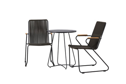 Bacong & Bois Cafebord ⌀60 Sort + Spisestole 2-pak Mørkegrå