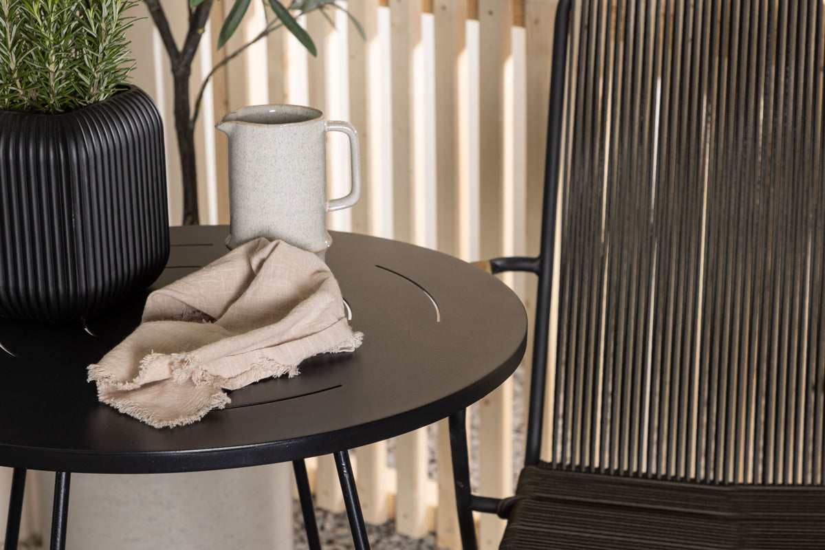 Bacong & Bois Cafebord ⌀60 Sort + Spisestole 2-pak Mørkegrå