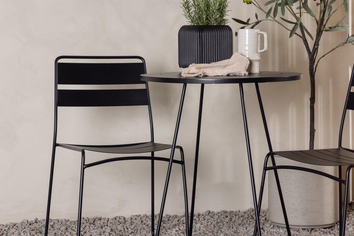 Lina & Bacong Spisestole 2-pak Sort + Cafebord ⌀60 Sort