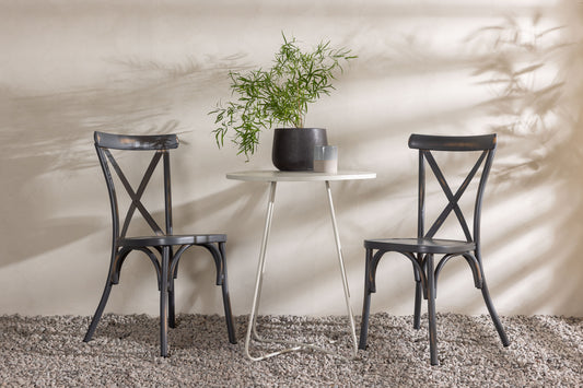 Tablas & Bacong Spisebordsstol 2-pak Mørkegrå + Cafebord 60 Beige