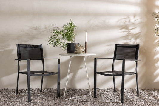 Copacabana & Bacong Spisebordsstol 2-pak Sort + Cafebord 60 Beige