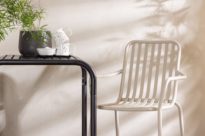 Cafébord 70 x 70 Sort + Spisebordsstol 2-pak Beige