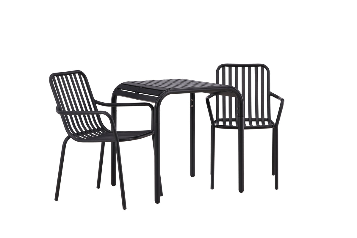 Cafébord 70 x 70 Sort + Spisebordsstol 2-pak Sort