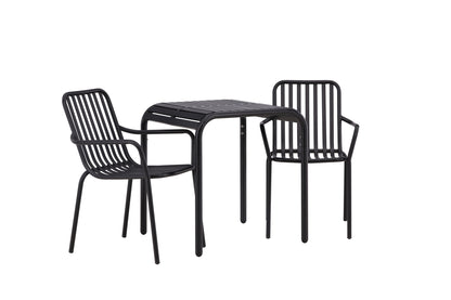 Cafébord 70 x 70 Sort + Spisebordsstol 2-pak Sort