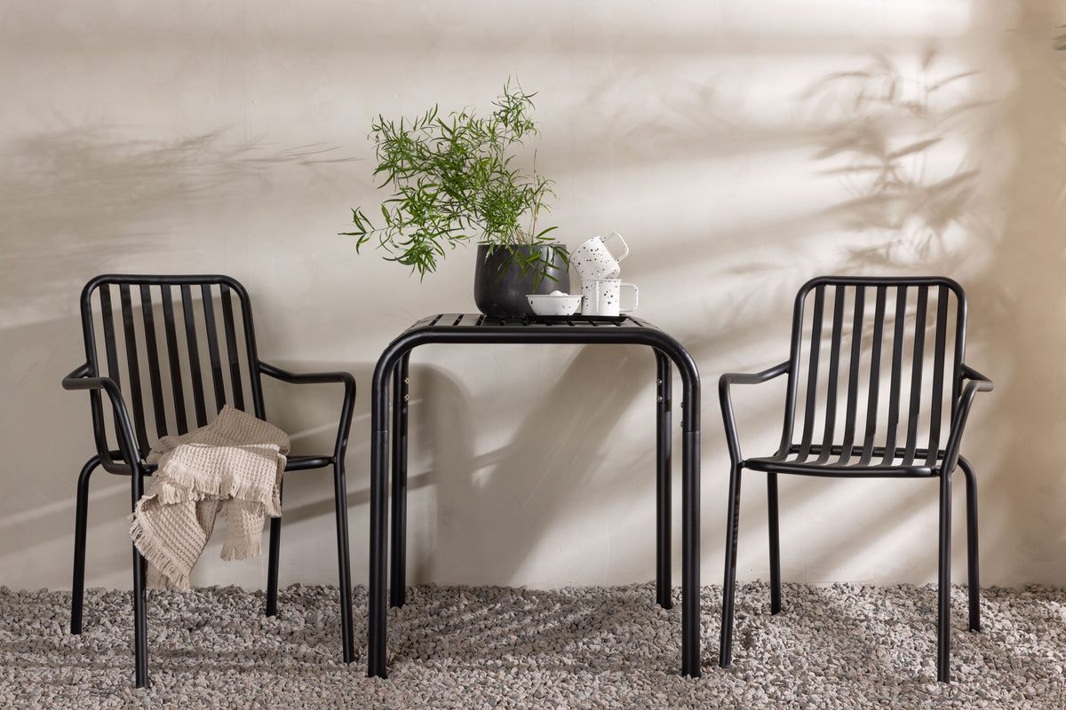 Cafébord 70 x 70 Sort + Spisebordsstol 2-pak Sort