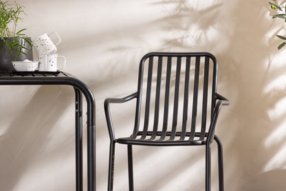 Cafébord 70 x 70 Sort + Spisebordsstol 2-pak Sort