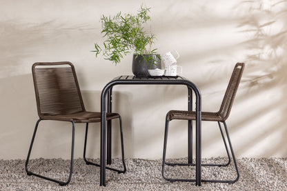 Borneo & Lindos Cafebord 70x70x76 Sort + Spisestole Brun