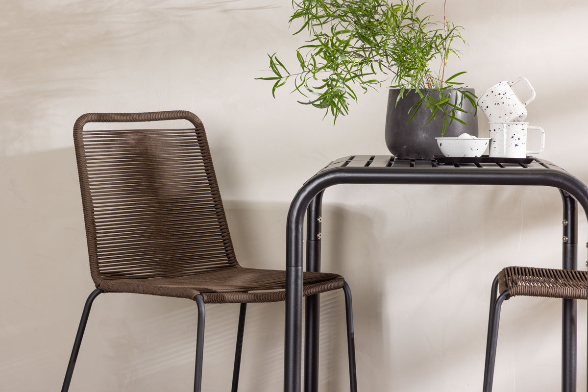 Borneo & Lindos Cafebord 70x70x76 Sort + Spisestole Brun