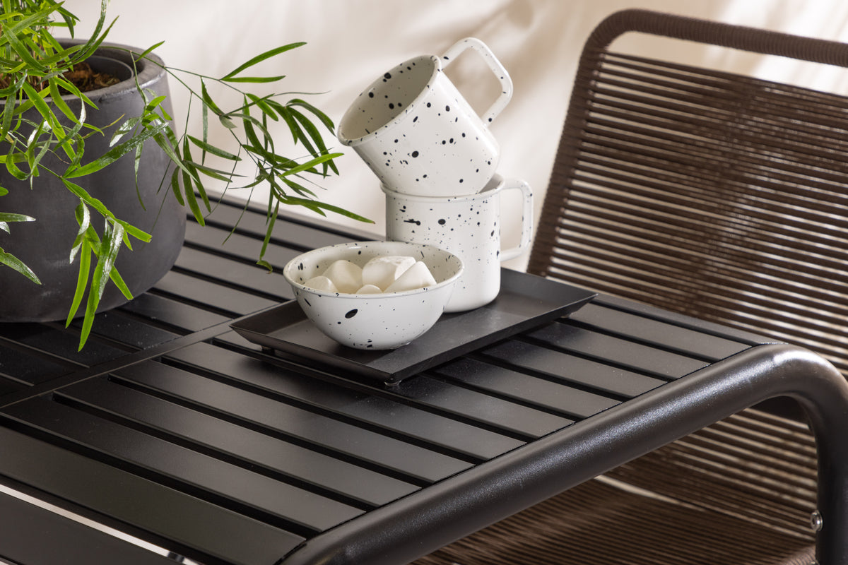 Borneo & Lindos Cafebord 70x70x76 Sort + Spisestole Brun