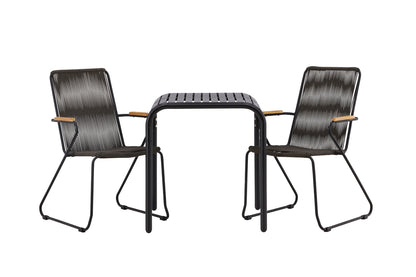 Cafébord 70 x 70 Sort + Spisebordsstol 2-pak Mørkegrå