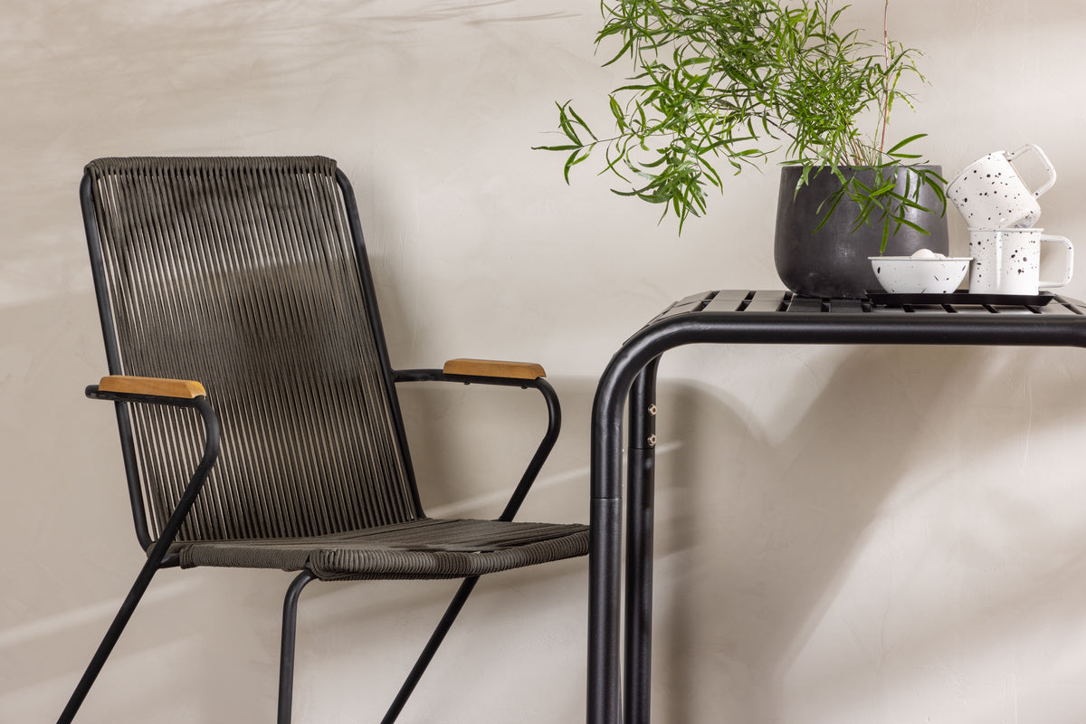 Cafébord 70 x 70 Sort + Spisebordsstol 2-pak Mørkegrå