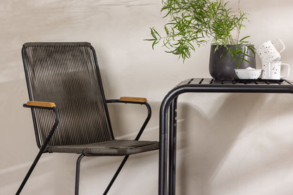 Cafébord 70 x 70 Sort + Spisebordsstol 2-pak Mørkegrå