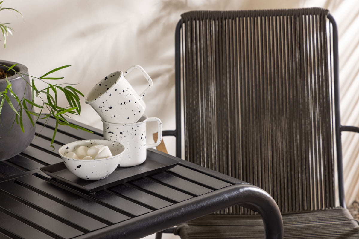 Cafébord 70 x 70 Sort + Spisebordsstol 2-pak Mørkegrå