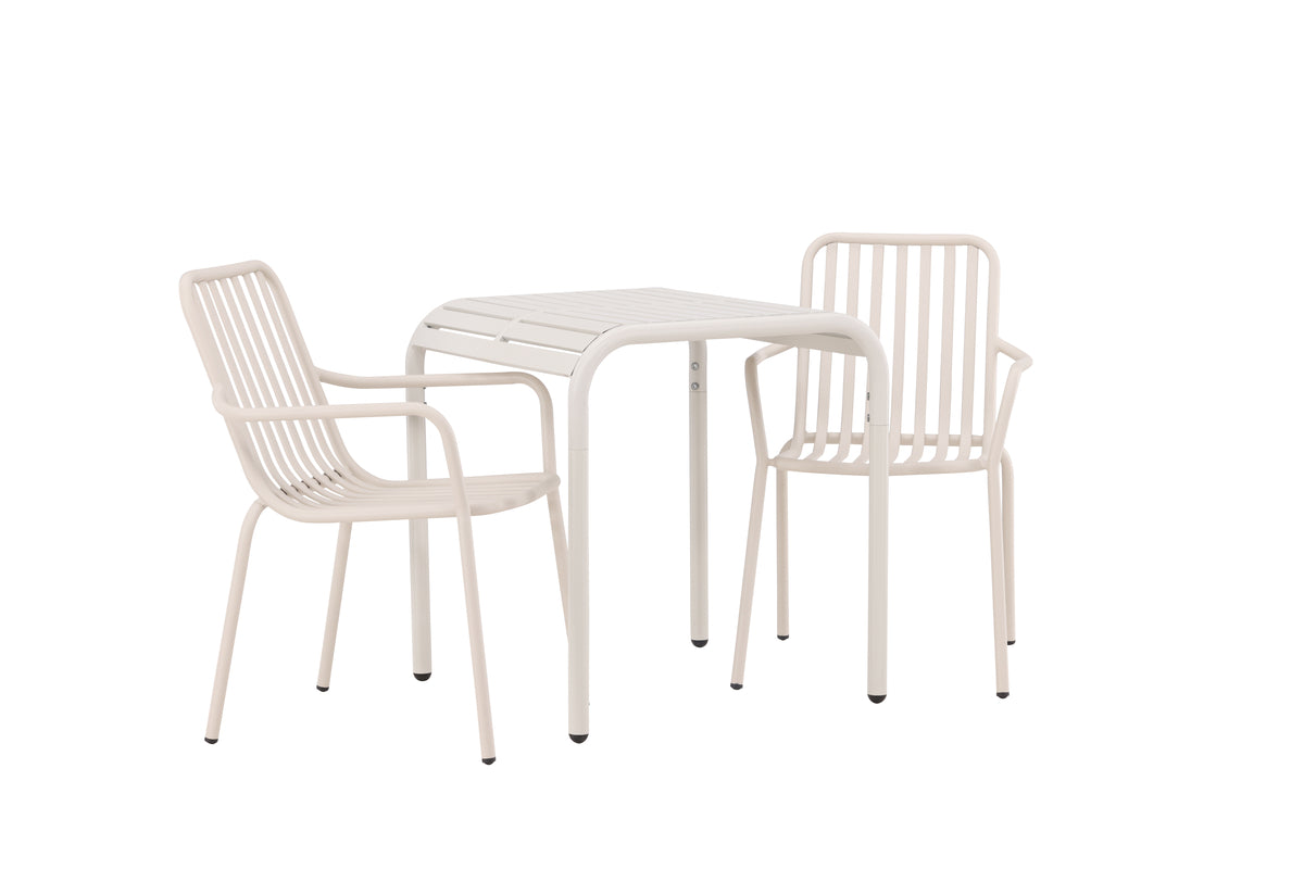 Cafébord 70 x 70 Beige + Spisebordsstol 2-pak Beige