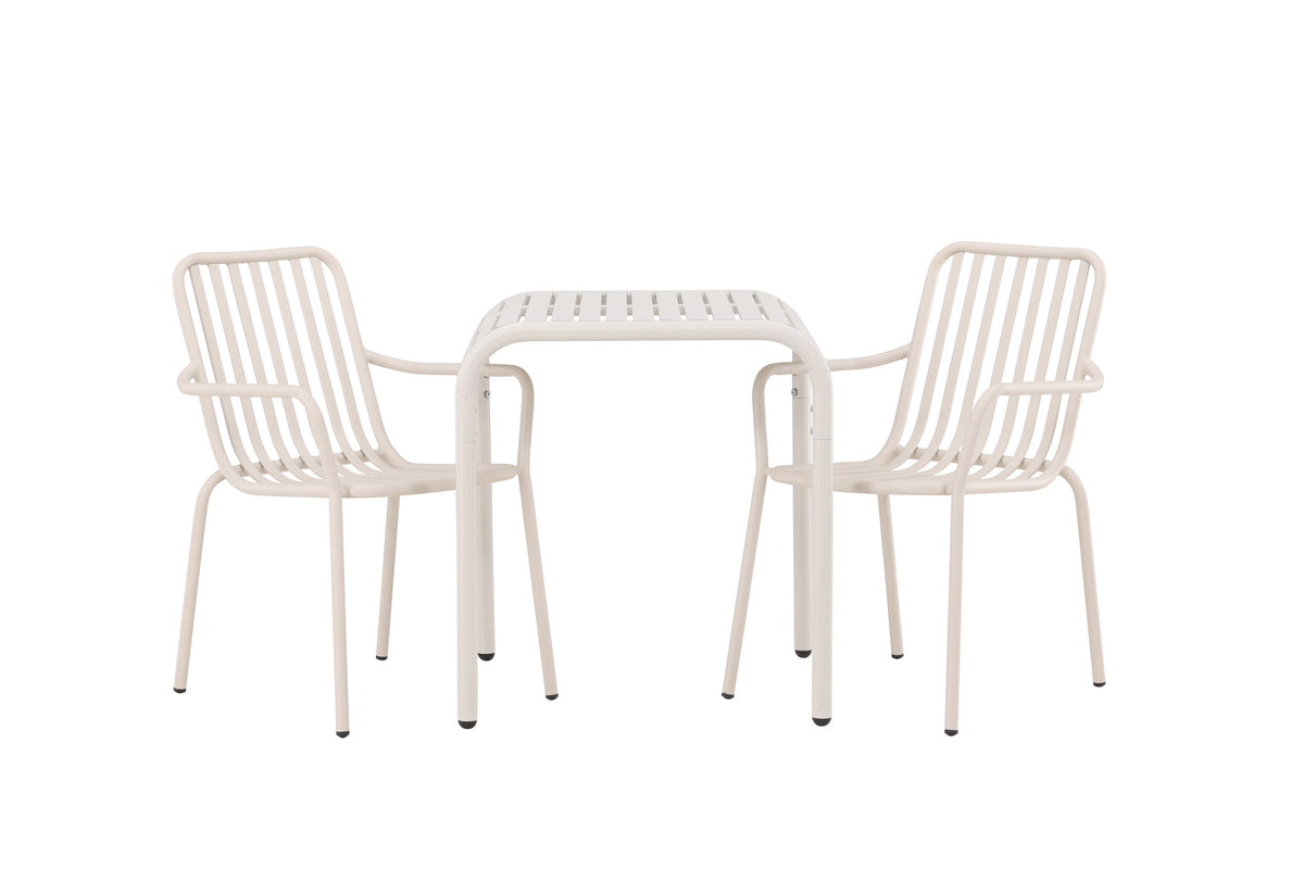 Cafébord 70 x 70 Beige + Spisebordsstol 2-pak Beige