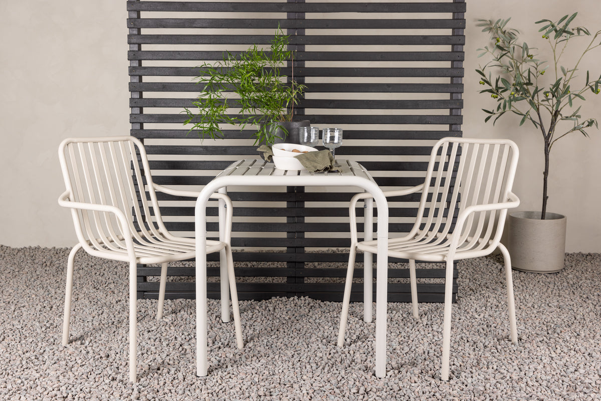 Cafébord 70 x 70 Beige + Spisebordsstol 2-pak Beige