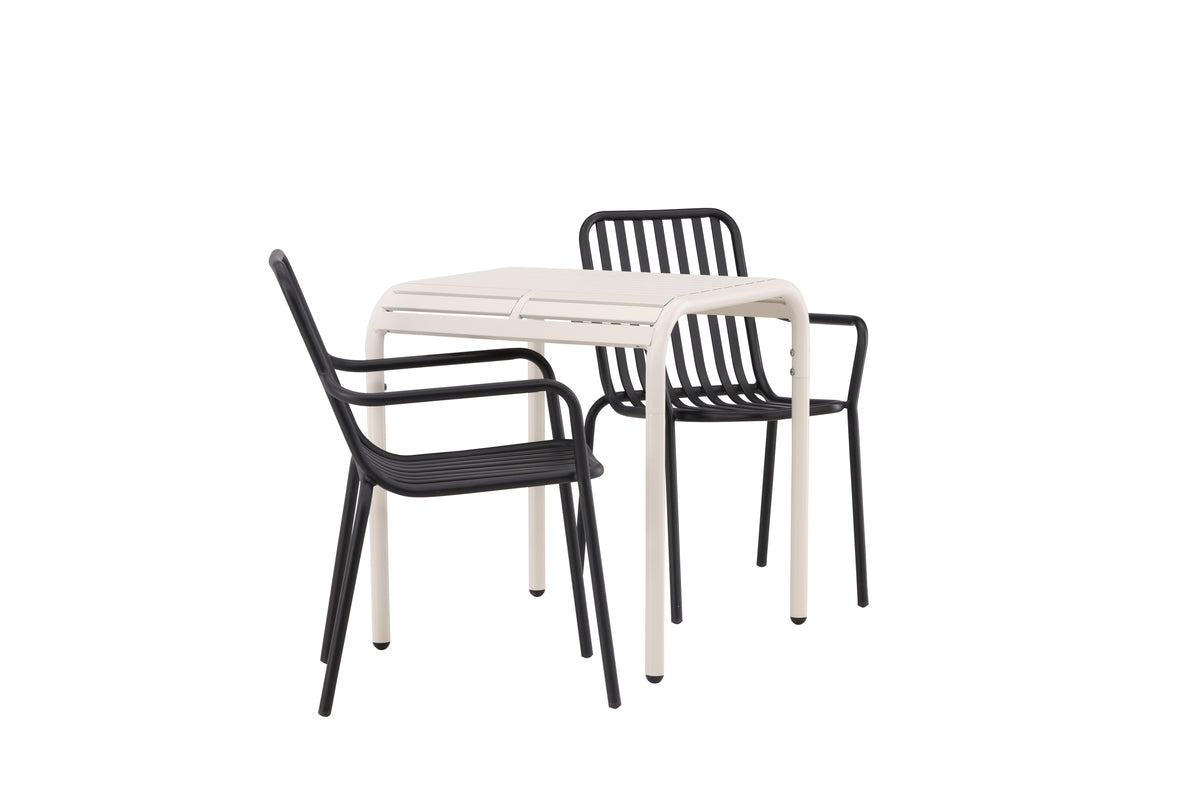 Cafébord 70 x 70 Beige + Spisebordsstol 2-pak Sort