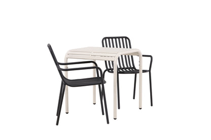 Cafébord 70 x 70 Beige + Spisebordsstol 2-pak Sort