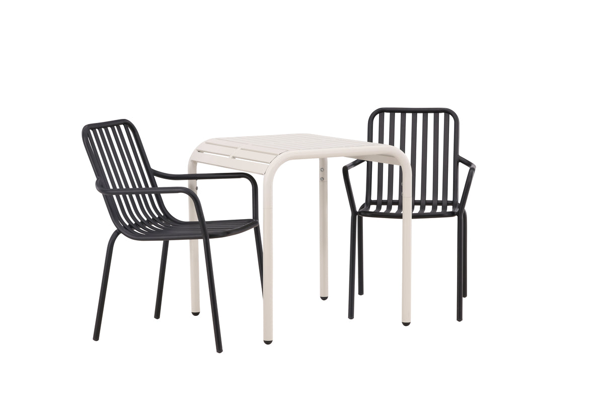 Cafébord 70 x 70 Beige + Spisebordsstol 2-pak Sort