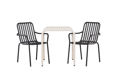 Cafébord 70 x 70 Beige + Spisebordsstol 2-pak Sort