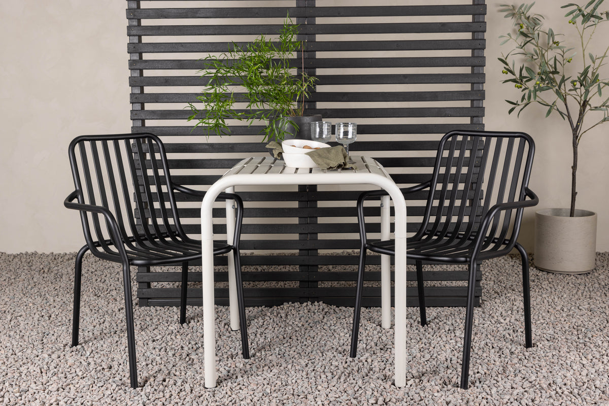 Cafébord 70 x 70 Beige + Spisebordsstol 2-pak Sort