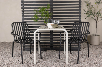 Cafébord 70 x 70 Beige + Spisebordsstol 2-pak Sort