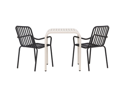 Cafébord 70 x 70 Beige + Spisebordsstol 2-pak Sort