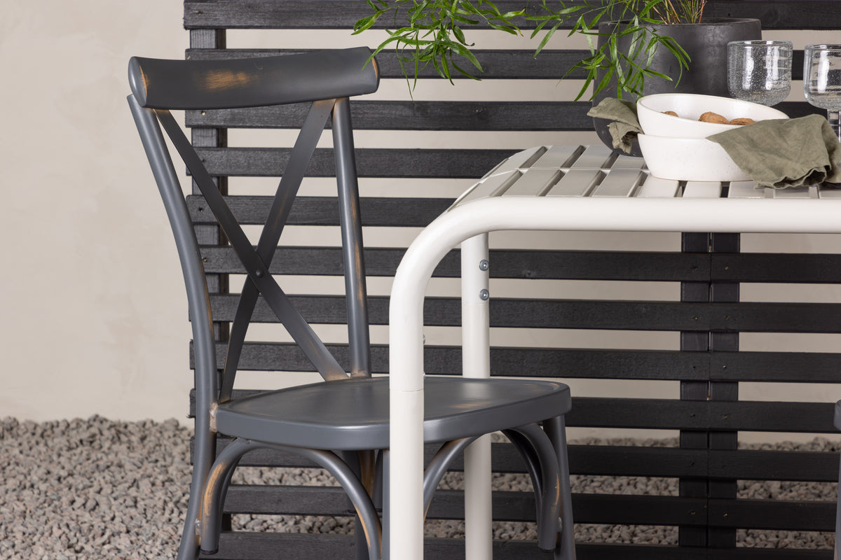 Cafébord 70 x 70 Beige + Spisebordsstol 2-pak Mørkegrå