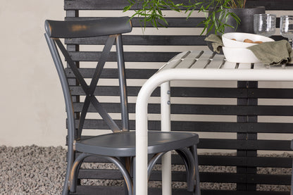 Cafébord 70 x 70 Beige + Spisebordsstol 2-pak Mørkegrå