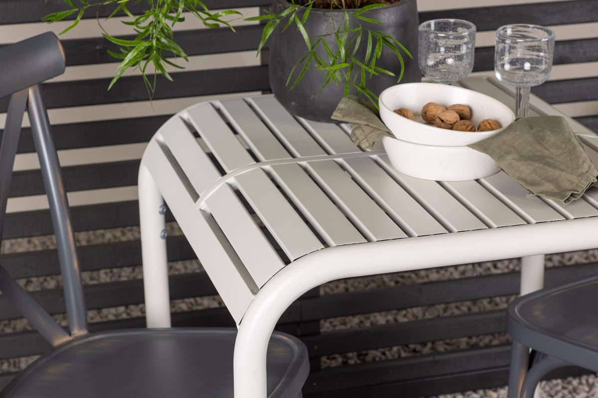 Cafébord 70 x 70 Beige + Spisebordsstol 2-pak Mørkegrå