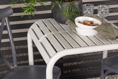 Cafébord 70 x 70 Beige + Spisebordsstol 2-pak Mørkegrå