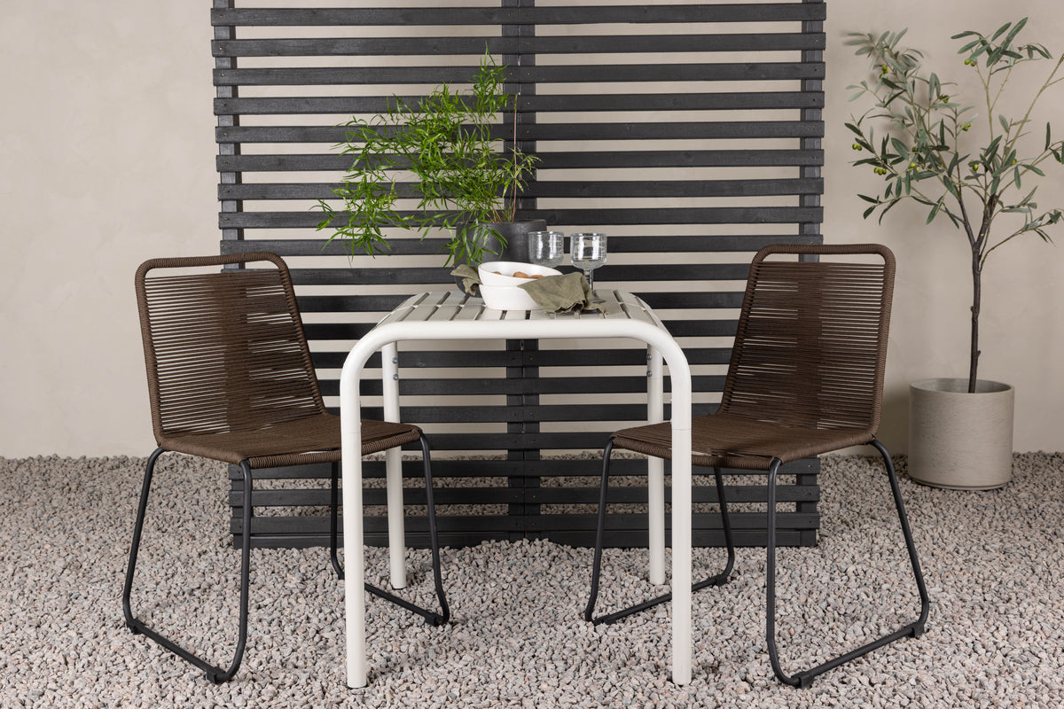 Cafébord 70 x 70 Beige + Spisebordsstol 2-pak Brun/Sort