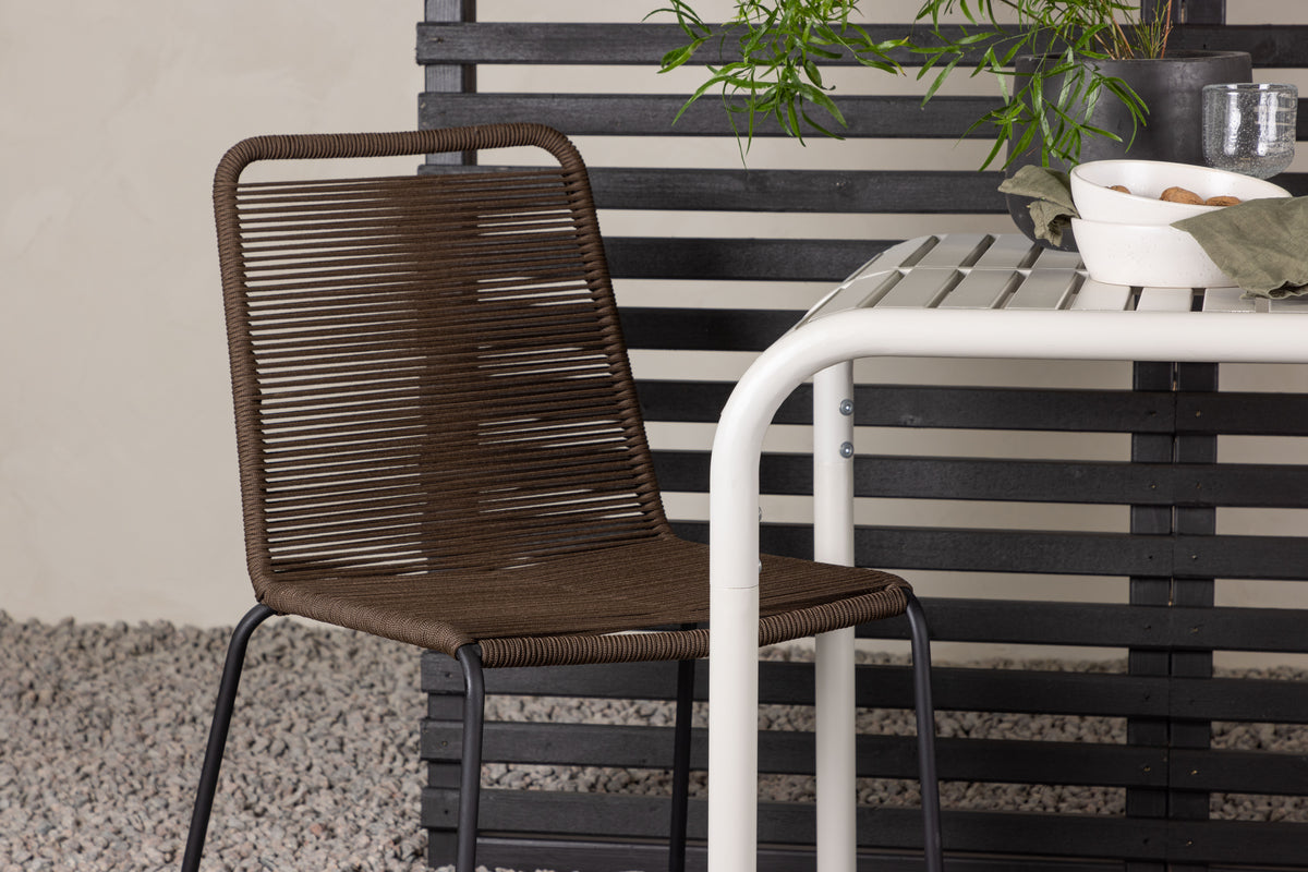 Cafébord 70 x 70 Beige + Spisebordsstol 2-pak Brun/Sort