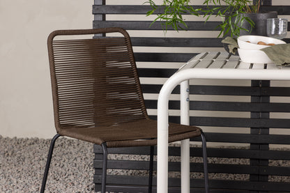 Cafébord 70 x 70 Beige + Spisebordsstol 2-pak Brun/Sort