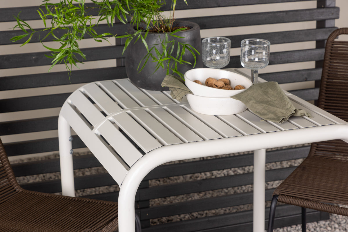 Cafébord 70 x 70 Beige + Spisebordsstol 2-pak Brun/Sort