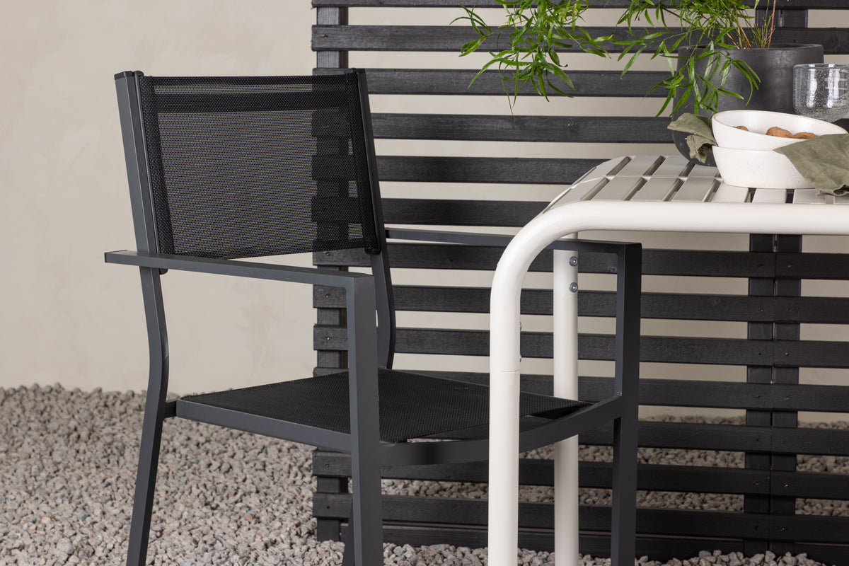 Spisebordsstol 2-pak Sort + Cafebord 70 x 70 Beige