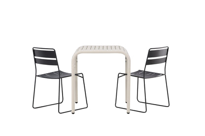 Lina & Borneo Spisestole Sort + Cafebord 70x70x75 Beige